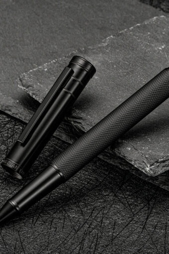 Hongdian Matte Black/Blue Forest Rollerball Pen with Schmidt Black Ink Refill, Classic Design for Business Signature