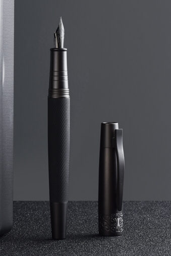 Hongdian 6013 Senior General Fountain Pen, Pure Black Solid Metal Pen EF/F/M/Bent Nib Writing Pen