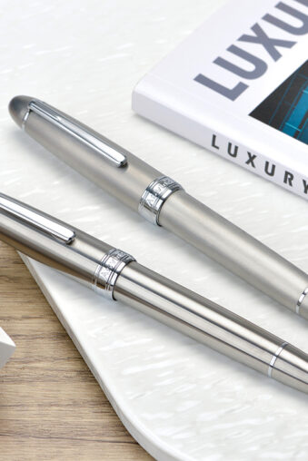 Asvine J16 Solid Titanium Fountain Pen, Jowo EF/F/M/B Nib Piston Filling, Ink Window Design with Wrench