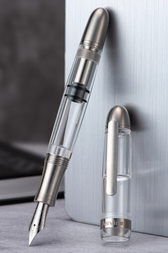 Asvine P36 Titanium Fountain Pen Piston Filling, EF/F/M/Stub Nib Clear Transparent Acrylic Smooth Writer Pen