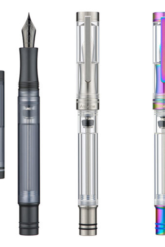 Asvine V200 Titanium Fountain Pen Vacuum Filling, EF/F/M Clear/Black/Rainbow Demonstrator Acrylic with Pen Case and Wrench