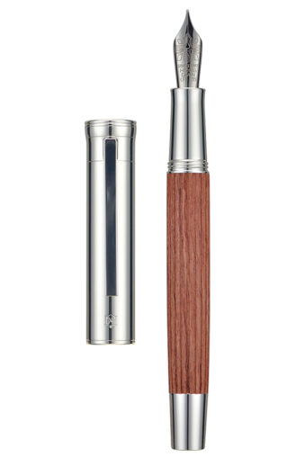 Hongdian 1866 Fountain Pen Ebony Wood Pen, EF/F/M Soft Nib with Chinese Knot Carving Office Writing Pen