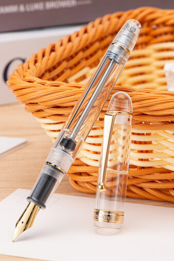 Asvine V126 Vacuum Filling Fountain Pen, EF/F/M/Stub Nib Acrylic Calligraphy Writing Pen - Transparent clear, Stub