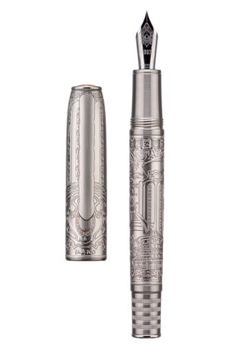 Hongdian 100C Piston Fountain Pen, EF/F/M/Long Blade Nib Silver Steel Calligraphy Pen, Smooth Writing Pens