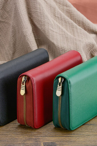 10 Divided Slots Fountain Pen Leather Pen Case, Rollerball Pen Holder Handmade Display Organizer Zippered Pouch