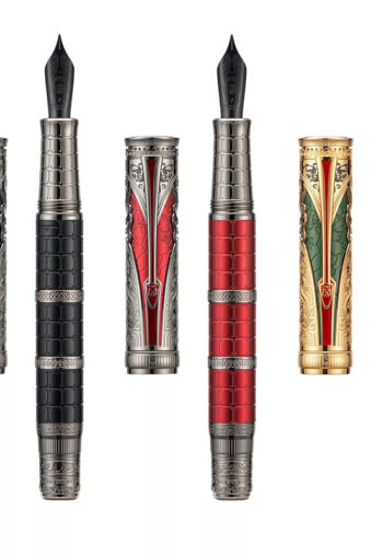 Hongdian D5X Fountain Pen, Qin Dynasty Retro Chinese Totem Engraving Pen, EF/F/M Smooth Writing Pen with Converter