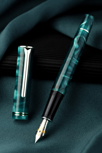 Hong N2 Fountain Pen Teal Blue Acrylic Pen, EF/F/M Nib Writing Pen Gift
