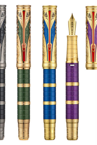 Hongdian D5 Qin Dynasty Fountain Pen, Retro Chinese Totem Engraving Pen, EF/F Nib Piston Filling Pen