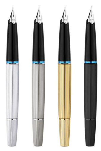 Majohn B32 Retro Metal Fountain Pen, Butterfly Etched Striped Soft Fine Nib Piston Pen, Business Office Writing Pen for Students Adults