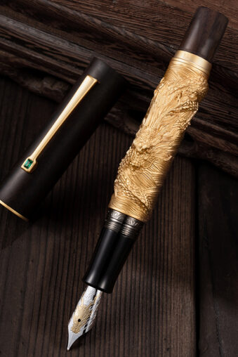 Hongdian N24 fountain Pen, Golden Dragon Year Limited Carving Pen, EF/F Nib Writing Pen