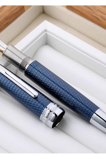 Majohn P136 Blue Metal Fountain Pen, EF/F Calligraphy Pen Smooth Writing Pen Gift