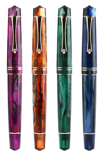 Majohn M800 Fountain Pen Amber Acrylic Pen, Majohn/ Bock Fine Nib #6 Luxury Pen Writing Pen