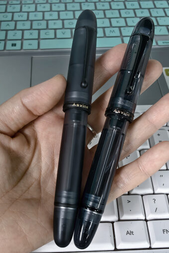 Asvine V800 Black/ Matte Black Fountain Pen, Vacuum Filling System with Large Ink Capacity, Smooth Number 8 EF/F/M/Stub 1.1mm Nib Office Writing Gift Pen