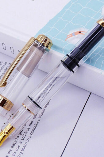 Wingsung 698 Piston Fountain Pen, Iridium Fine Nib Acrylic Writing Pen