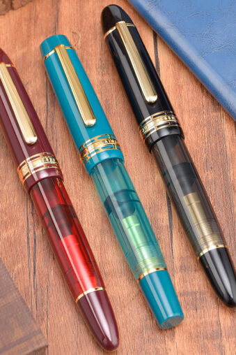 Wingsung Junlai 630 Piston Fountain Pen Transparent Barrel, #8 Iridium Fine Nib Resin Writing Pen